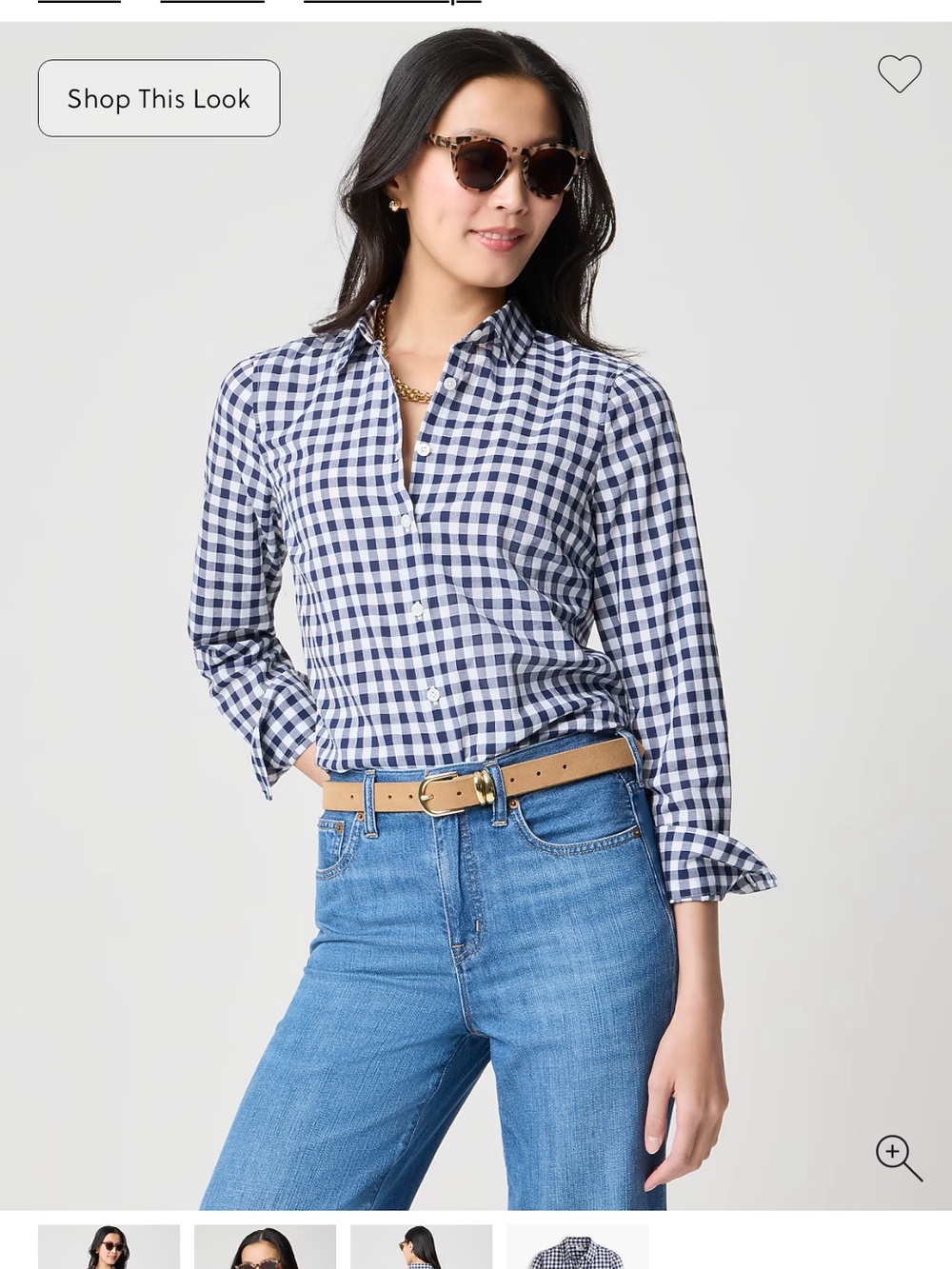 Jcrew Classic Navy Gingham Button-Up Shirt Women's